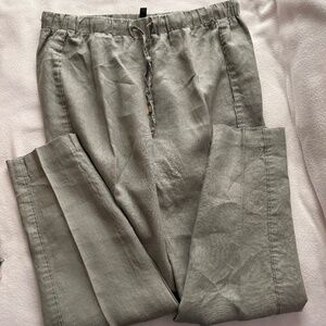 Ellen Tracy Linen Pants, SZ L, Elastic/Tie Waist